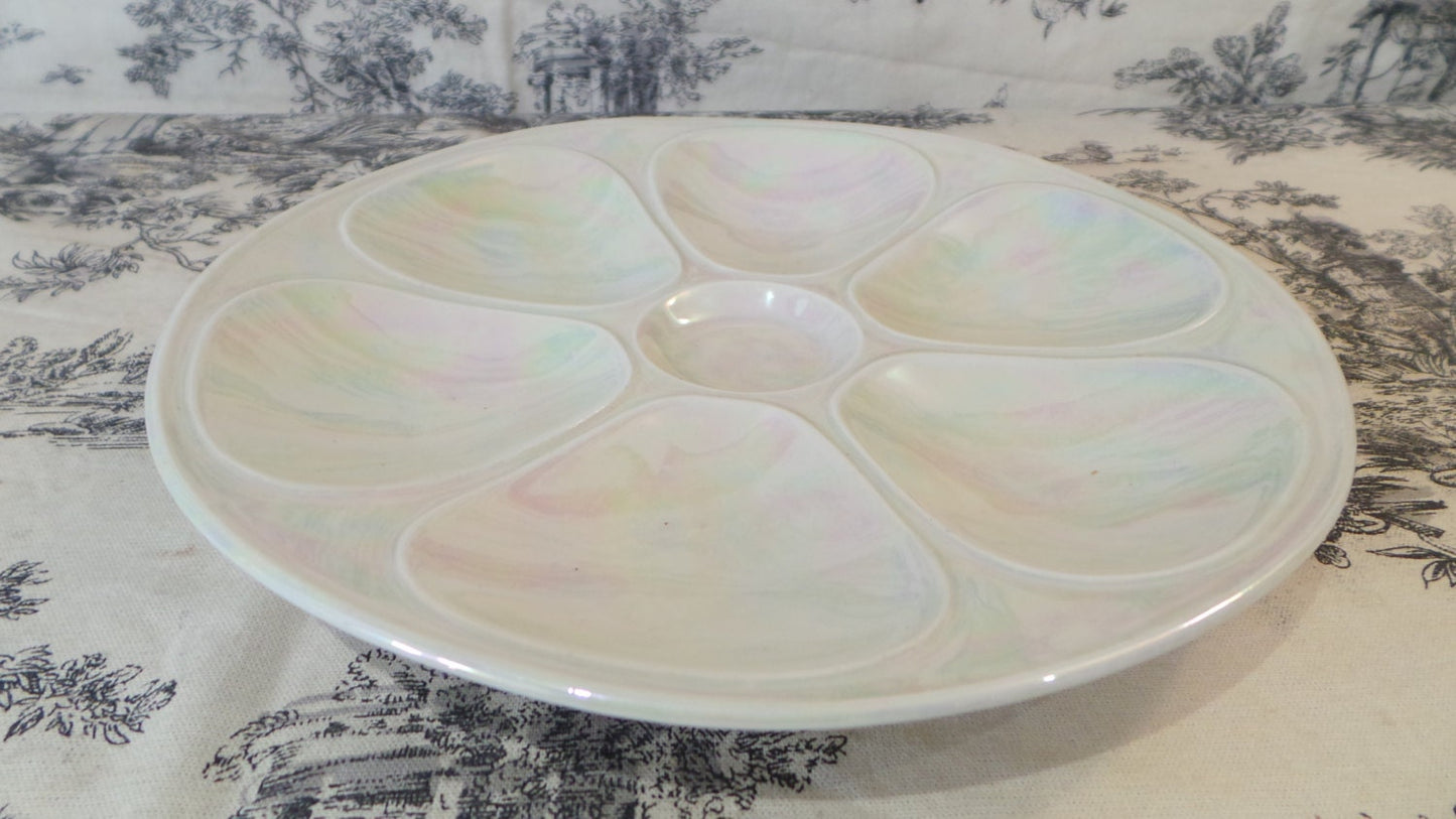 Oyster Plate LIMOGES Huitre Mussel Fish Plate Pearlware Vintage French Super Condition Seafood Plate Shellfish Plate Oyster Plate