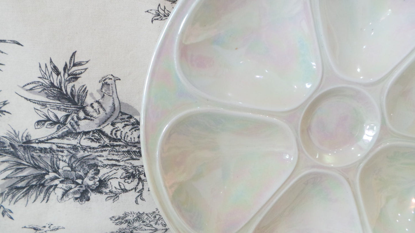 Oyster Plate LIMOGES Huitre Mussel Fish Plate Pearlware Vintage French Super Condition Seafood Plate Shellfish Plate Oyster Plate