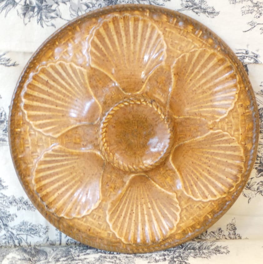 Oyster Plate Longwy Scollop Huitre Mussel Fish Plate Vintage French Super Condition Seafood Plate Shellfish Plate Oyster Plate