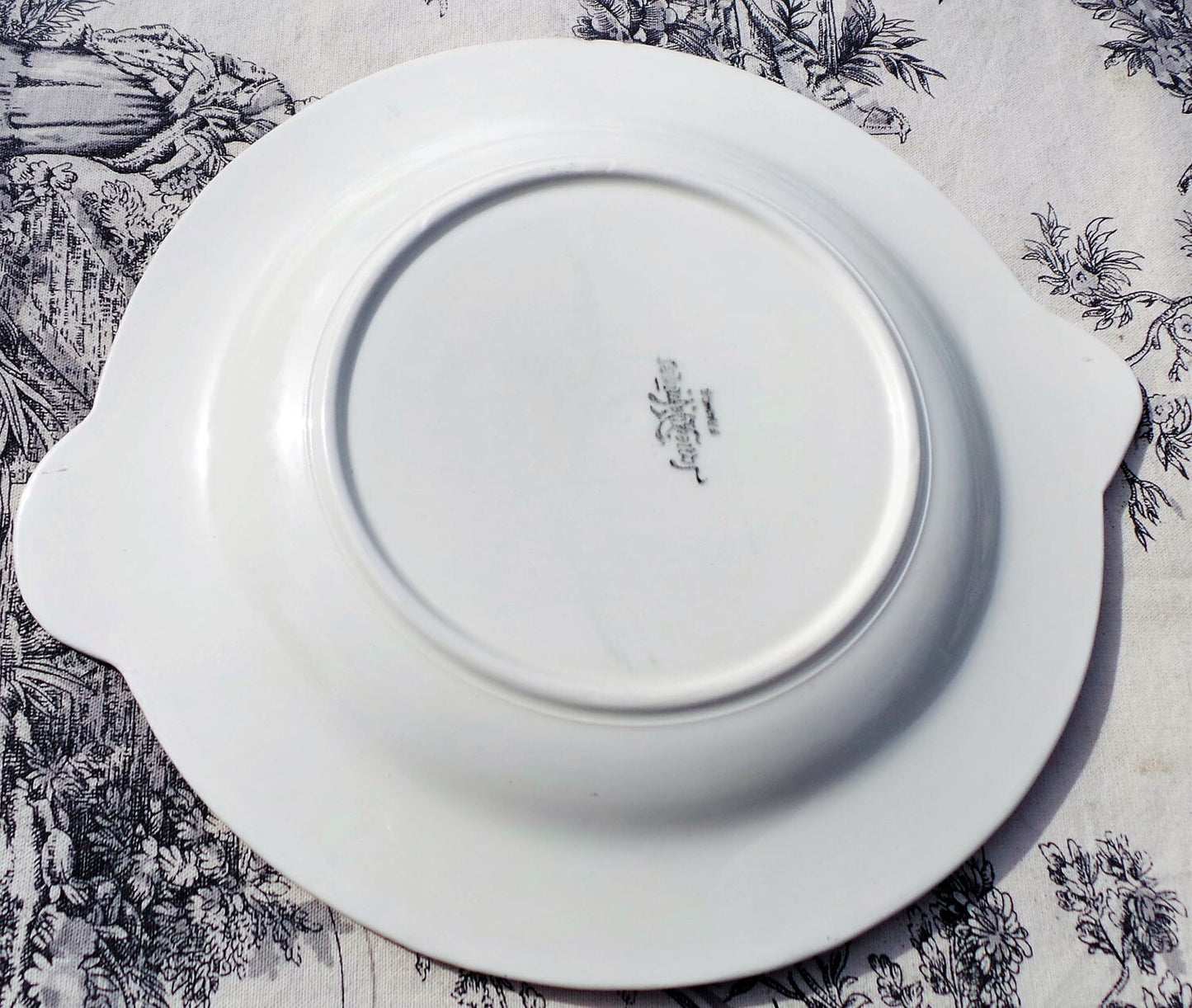 vintage Français Sarreguemines Assiette à poisson pour poisson en forme de carpe années 1930 à 1950 Français Céramique Belle Manufacture Blanc