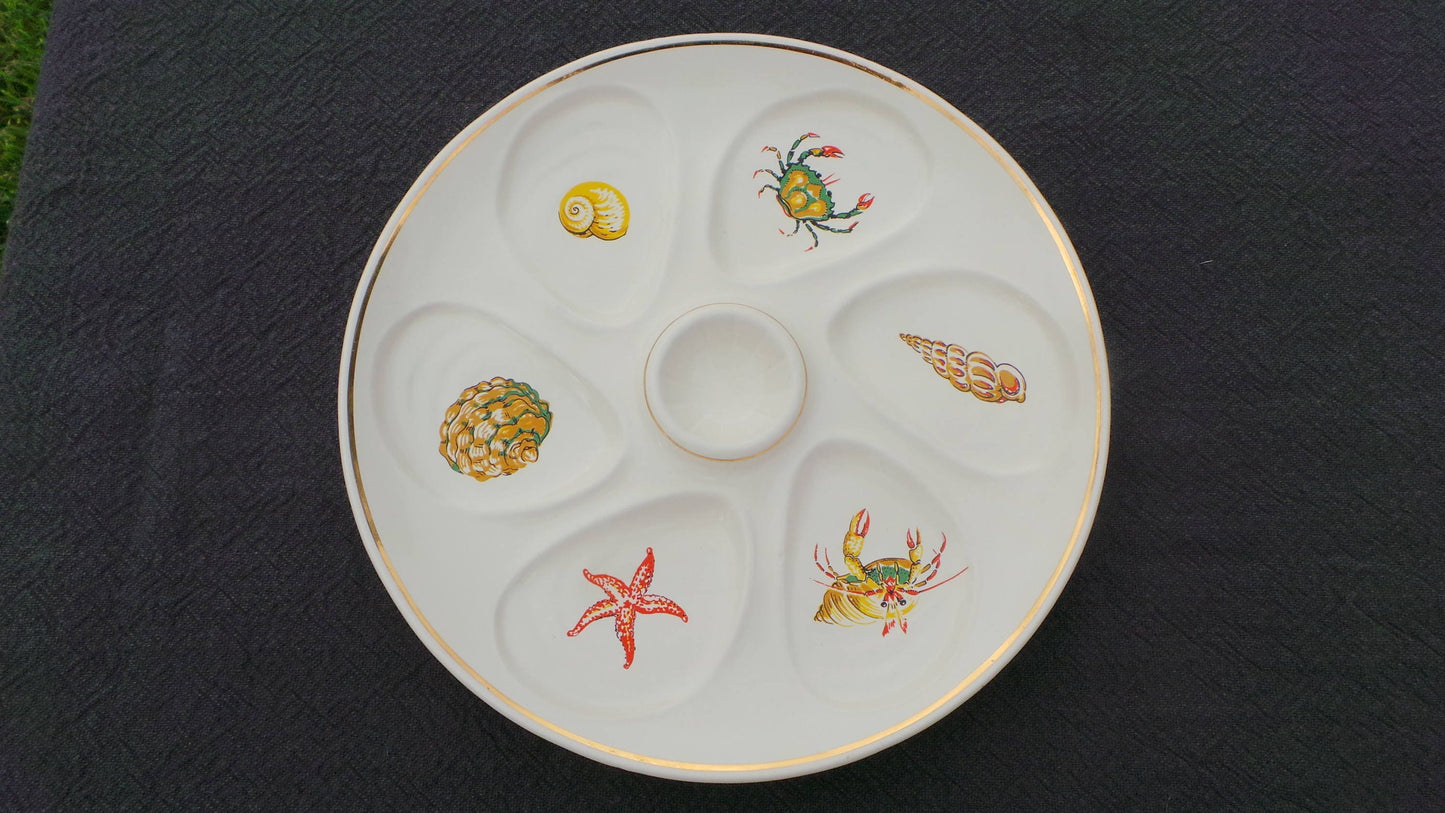 Oyster Plate SALINS Huitre Mussel Fish Plate Salins Sea Creatures Vintage French Seafood Plate Shellfish Plate Oyster Plate 5803