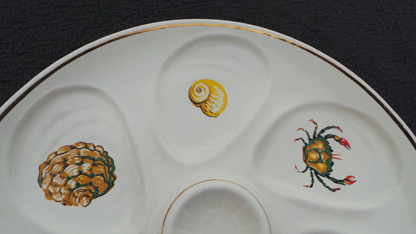 Oyster Plate SALINS Huitre Mussel Fish Plate Salins Sea Creatures Vintage French Seafood Plate Shellfish Plate Oyster Plate 5803