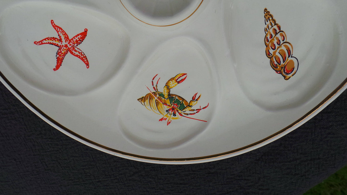 Oyster Plate SALINS Huitre Mussel Fish Plate Salins Sea Creatures Vintage French Seafood Plate Shellfish Plate Oyster Plate 5803