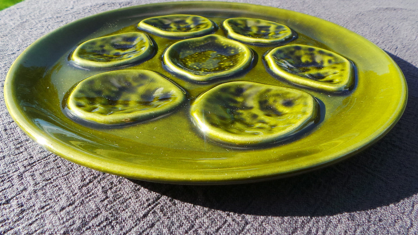 Oyster Plate Green Huitre Mussel Fish Plate Vintage French Super Condition Seafood Plate Shellfish Plate Oyster Plate Nidervillers Style