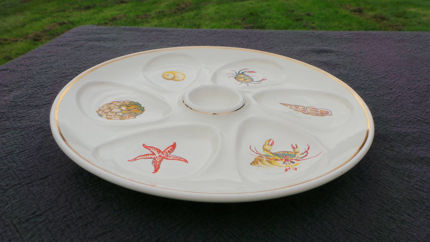 Oyster Plate SALINS Huitre Mussel Fish Plate Salins Sea Creatures Vintage French Seafood Plate Shellfish Plate Oyster Plate 5803