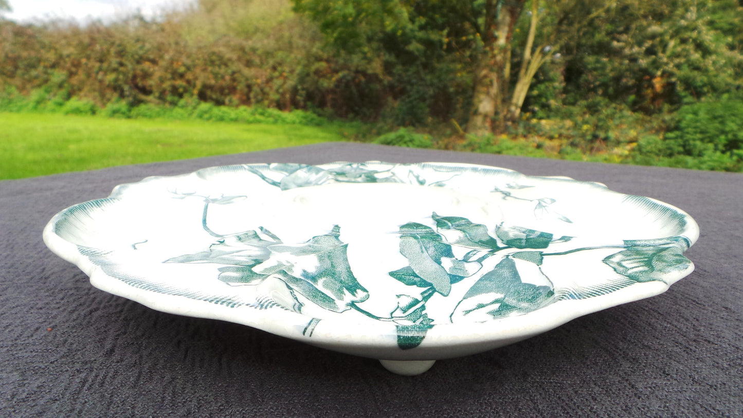Bordeaux Oyster Plate with Feet French Faience China Porcelain Ceramic Transfer Printed Dish 1845-1895 Blue and White J Vieillard Full Mark