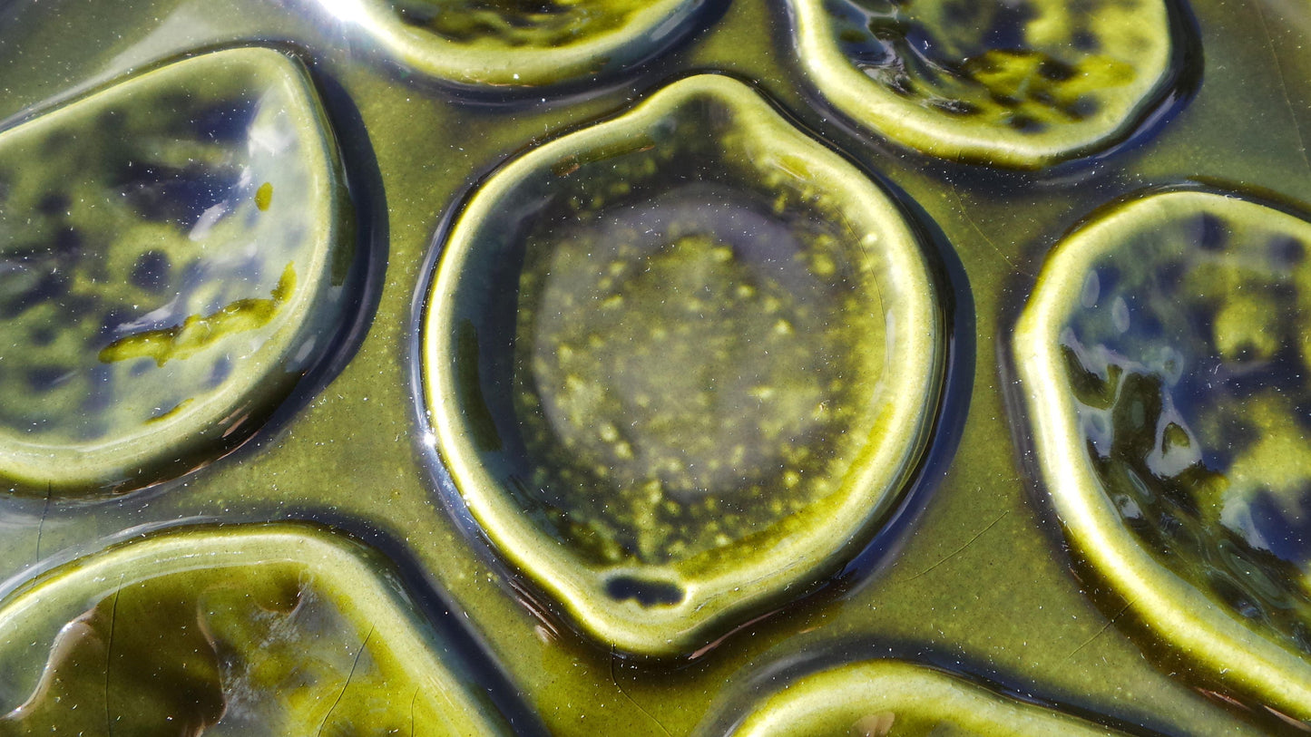 Oyster Plate Green Huitre Mussel Fish Plate Vintage French Super Condition Seafood Plate Shellfish Plate Oyster Plate Nidervillers Style