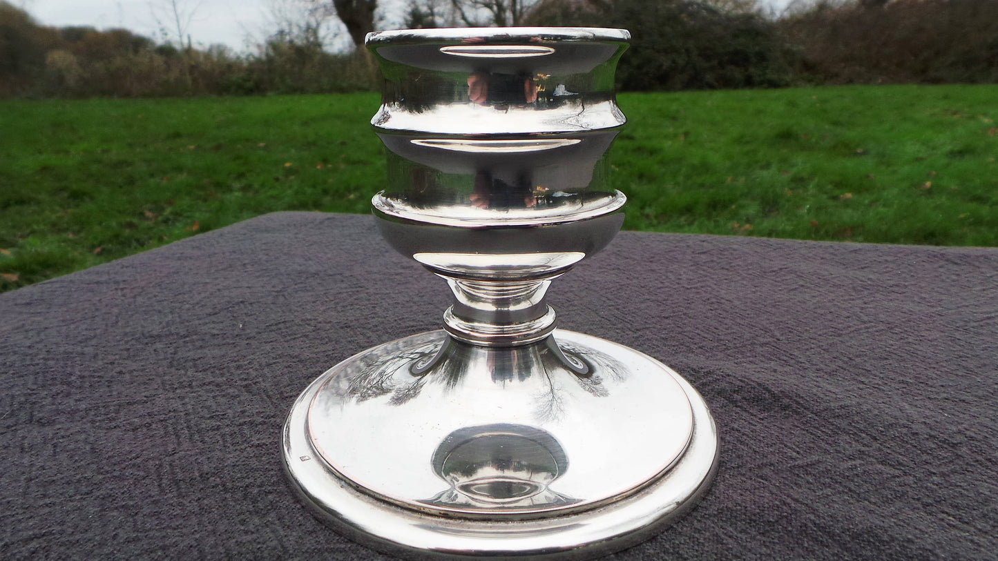 French Candle Stick Marked AVM Superb Vintage French Silver Plate Modern Candle Stick Heavy Sconce Cast Metal Good Quality Chateau Chic