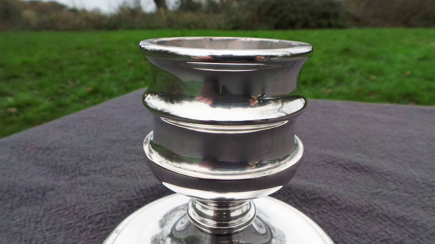 French Candle Stick Marked AVM Superb Vintage French Silver Plate Modern Candle Stick Heavy Sconce Cast Metal Good Quality Chateau Chic