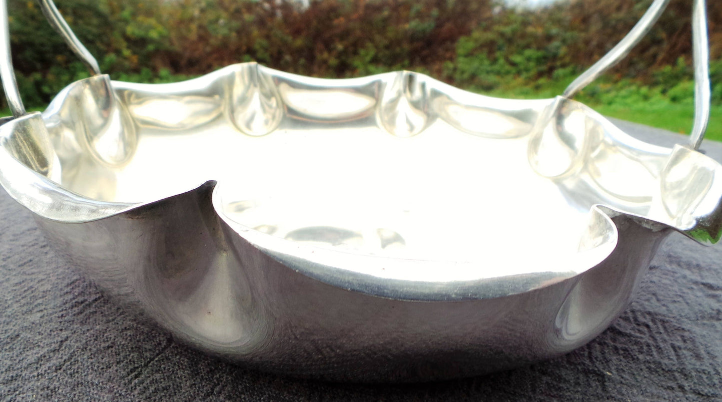Vintage French Silver Plate Dish Fruit Bowl Bon Bon Beautiful Design Hooped Basket Super Table Centre Piece French Bowl Silver Plated Basket