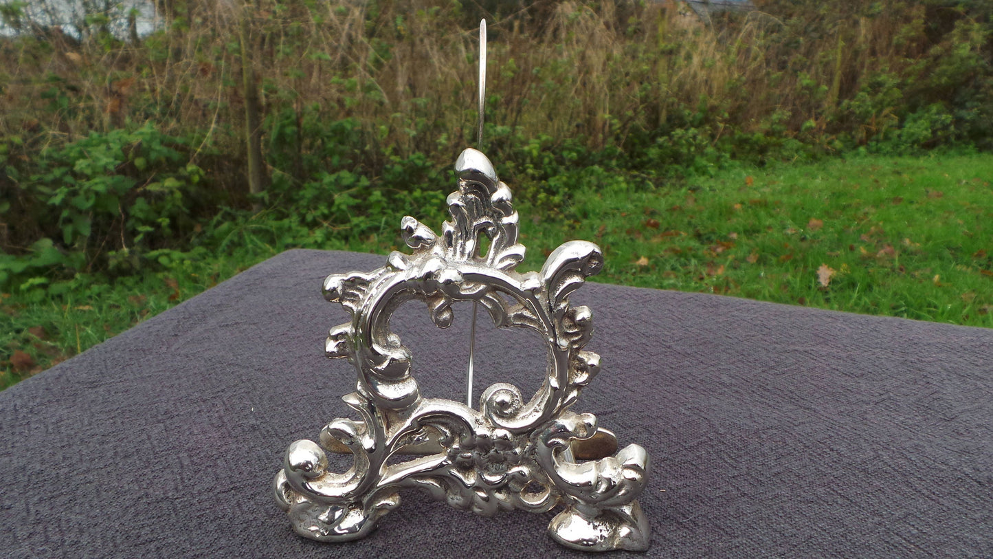 Antique French Silver Plated Letter Rack Napkin Rack Art Nouveau Solid Hand Made Finished Heavy Small Ideal Desk Hallway Quality Cast Item