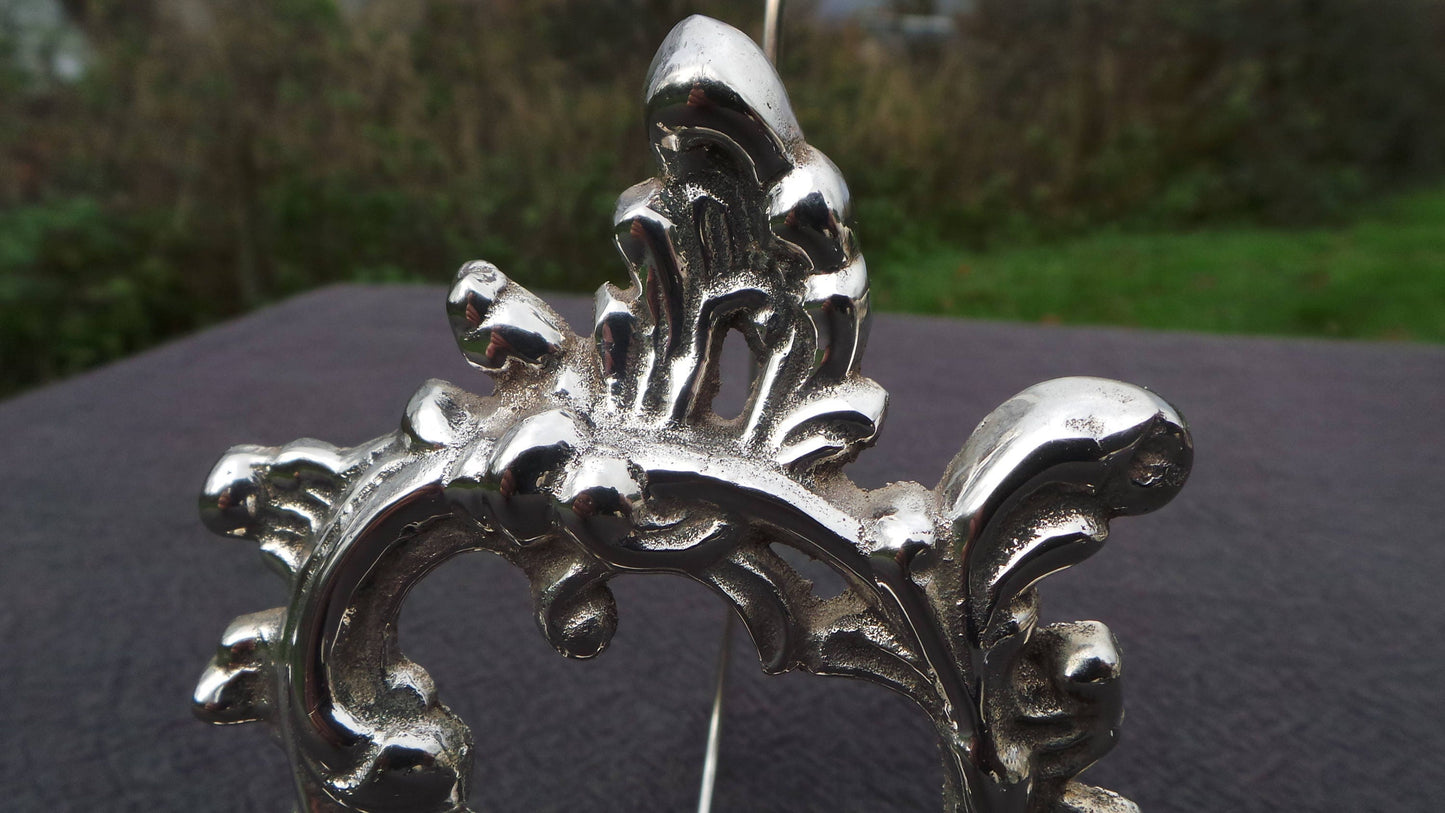 Antique French Silver Plated Letter Rack Napkin Rack Art Nouveau Solid Hand Made Finished Heavy Small Ideal Desk Hallway Quality Cast Item