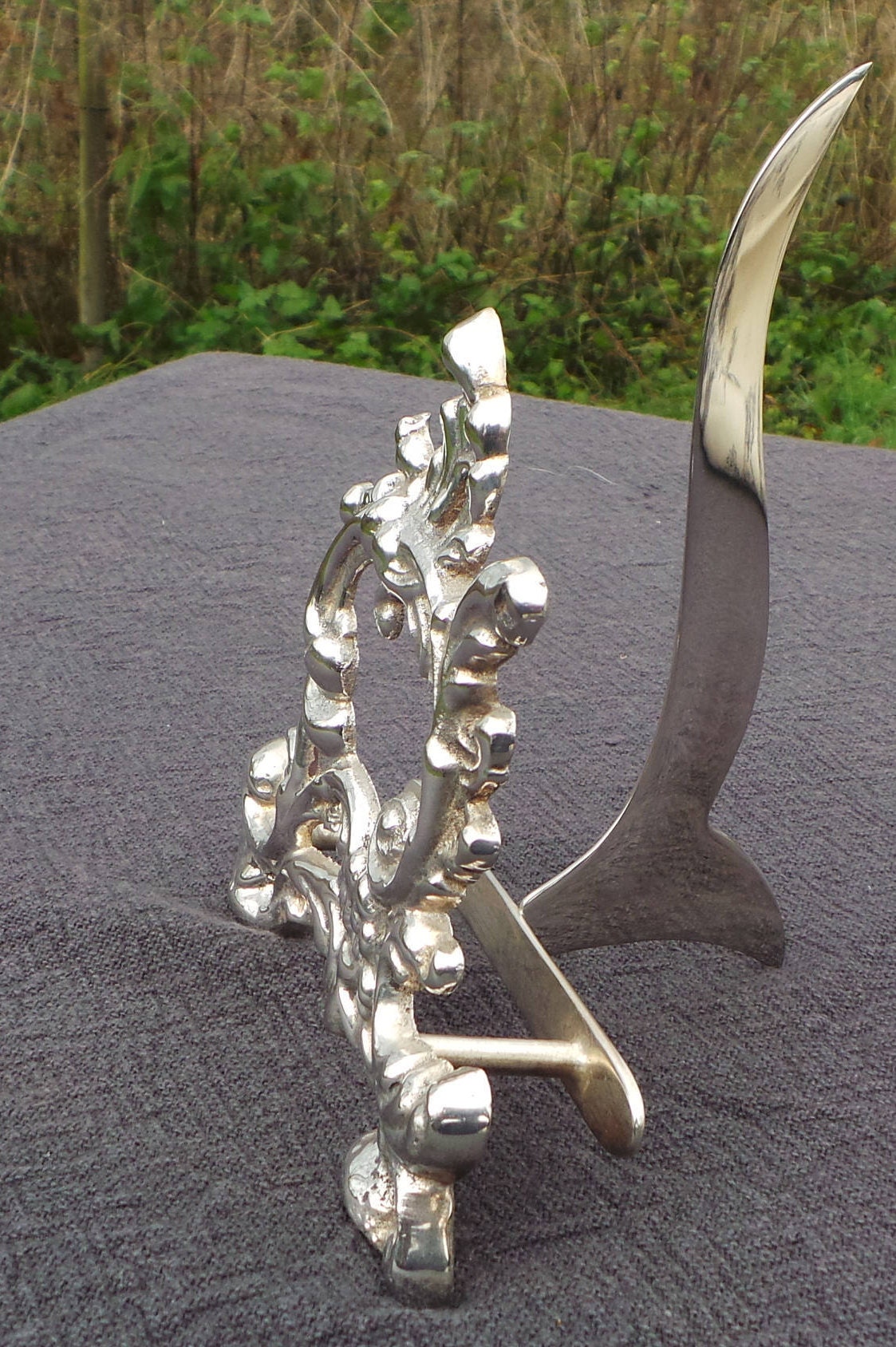 Antique French Silver Plated Letter Rack Napkin Rack Art Nouveau Solid Hand Made Finished Heavy Small Ideal Desk Hallway Quality Cast Item