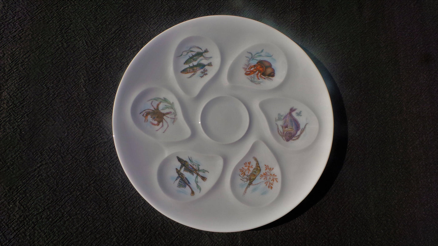 Oyster Plate Limoges Huitre Mussel Fish Plate Sea Creatures Vintage French Seafood Plate Shellfish Plate Oyster Plate 6400