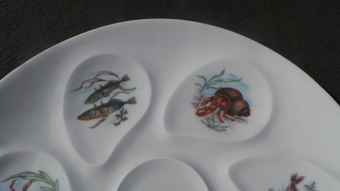 Oyster Plate Limoges Huitre Mussel Fish Plate Sea Creatures Vintage French Seafood Plate Shellfish Plate Oyster Plate 6400