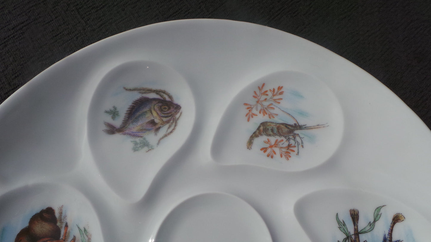 Oyster Plate Limoges Huitre Mussel Fish Plate Sea Creatures Vintage French Seafood Plate Shellfish Plate Oyster Plate 6400