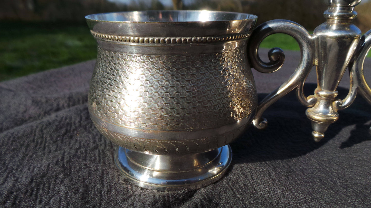 Silver Plate Gombault Declercs Cruet Server Pair Bowls Condiment Confiture Creamer 1877-1888 Two Bowl Acquired by Christofle Fully Marked