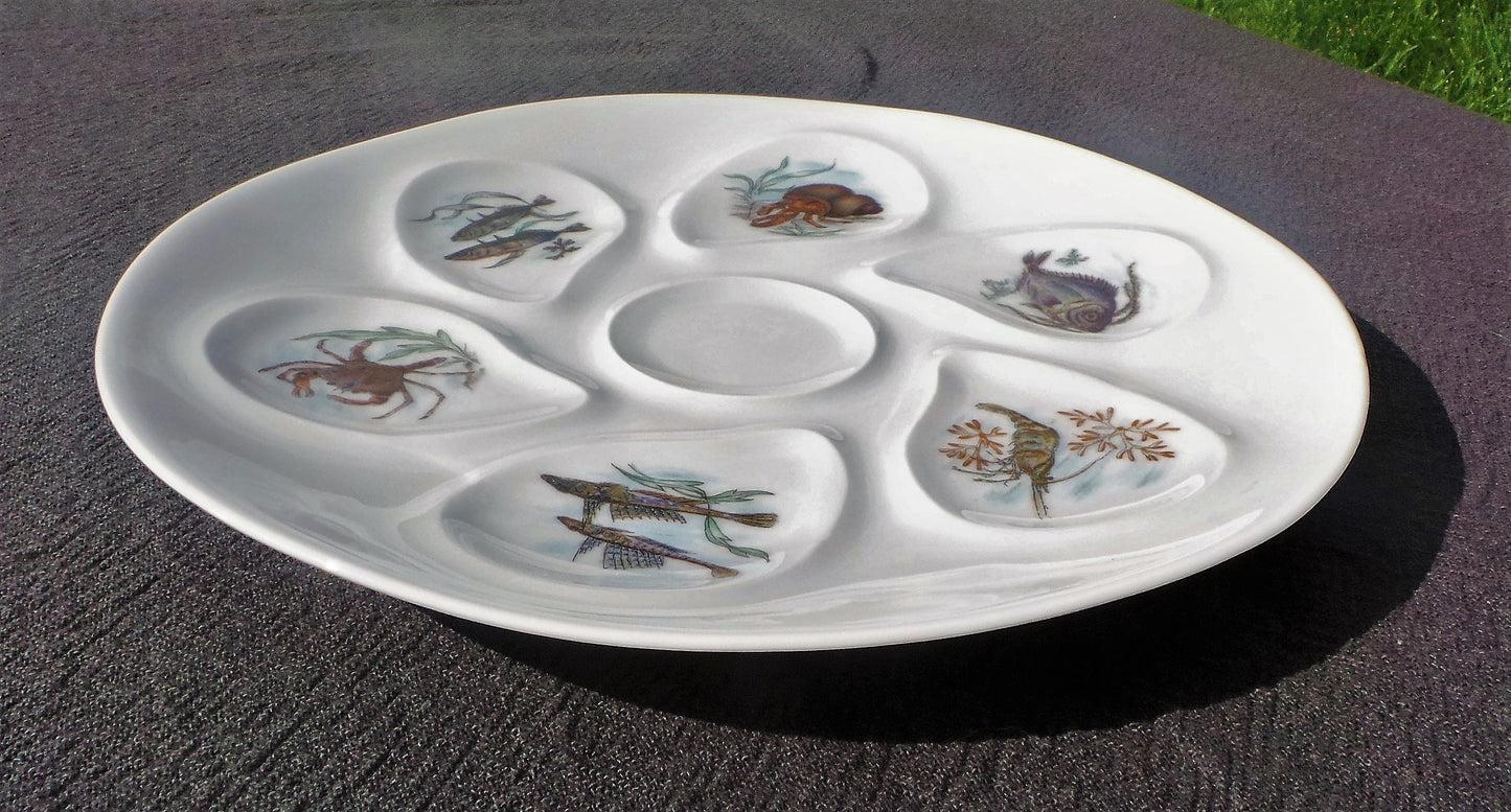 Oyster Plate Limoges Huitre Mussel Fish Plate Sea Creatures Vintage French Seafood Plate Shellfish Plate Oyster Plate 6400