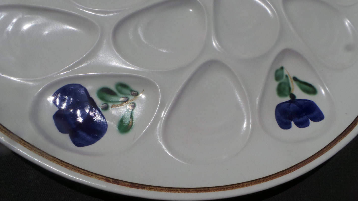 SALINS Platter French Mussel, Oyster or Shellfish Master Plate Super Condition Made in France Salins One Massive Platter Blue and White