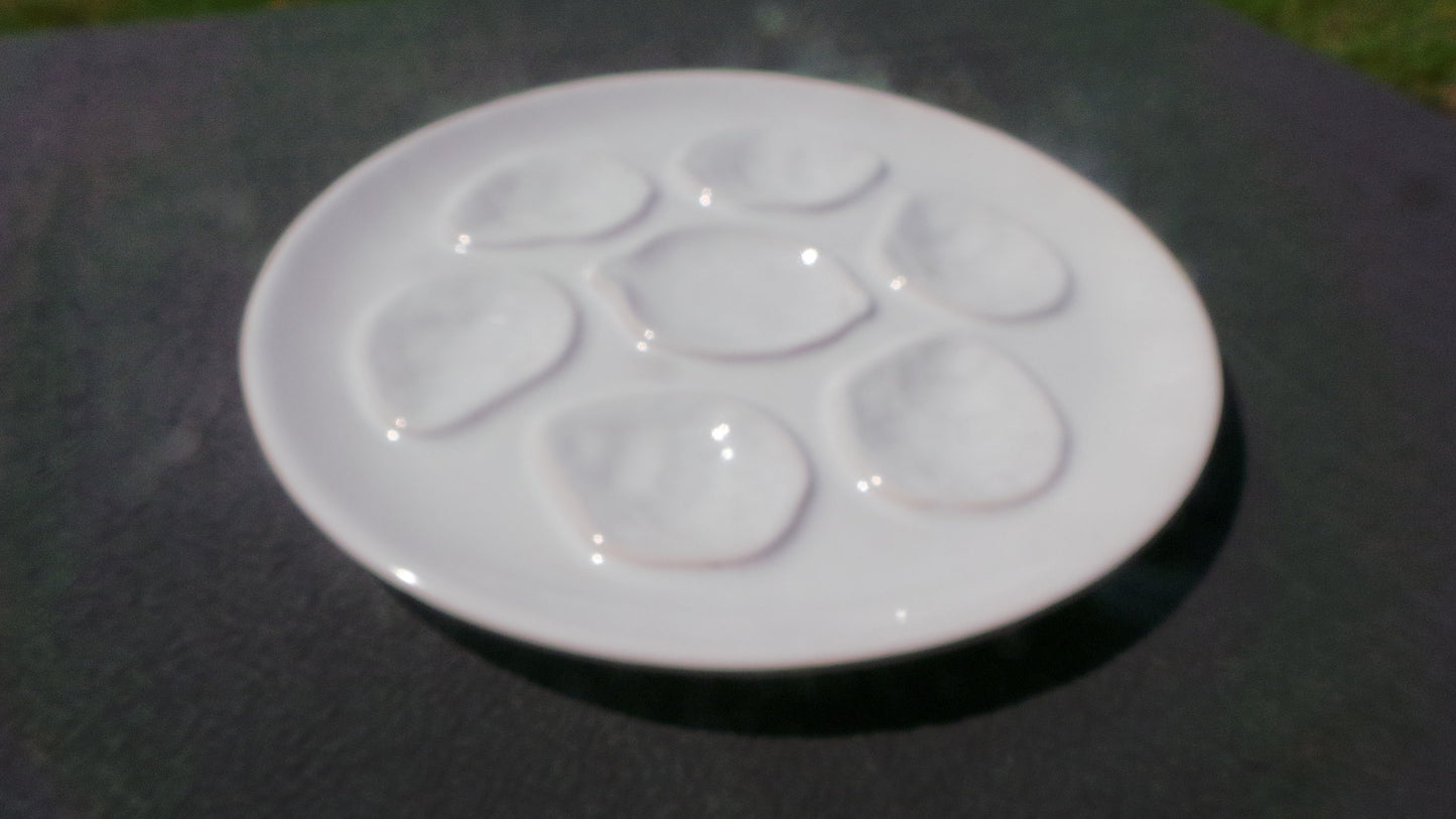 Oyster Plate Montmorency Huitre Mussel Fish Plate Gien White Vintage French Super Condition Seafood Plate Shellfish Plate Oyster Plate