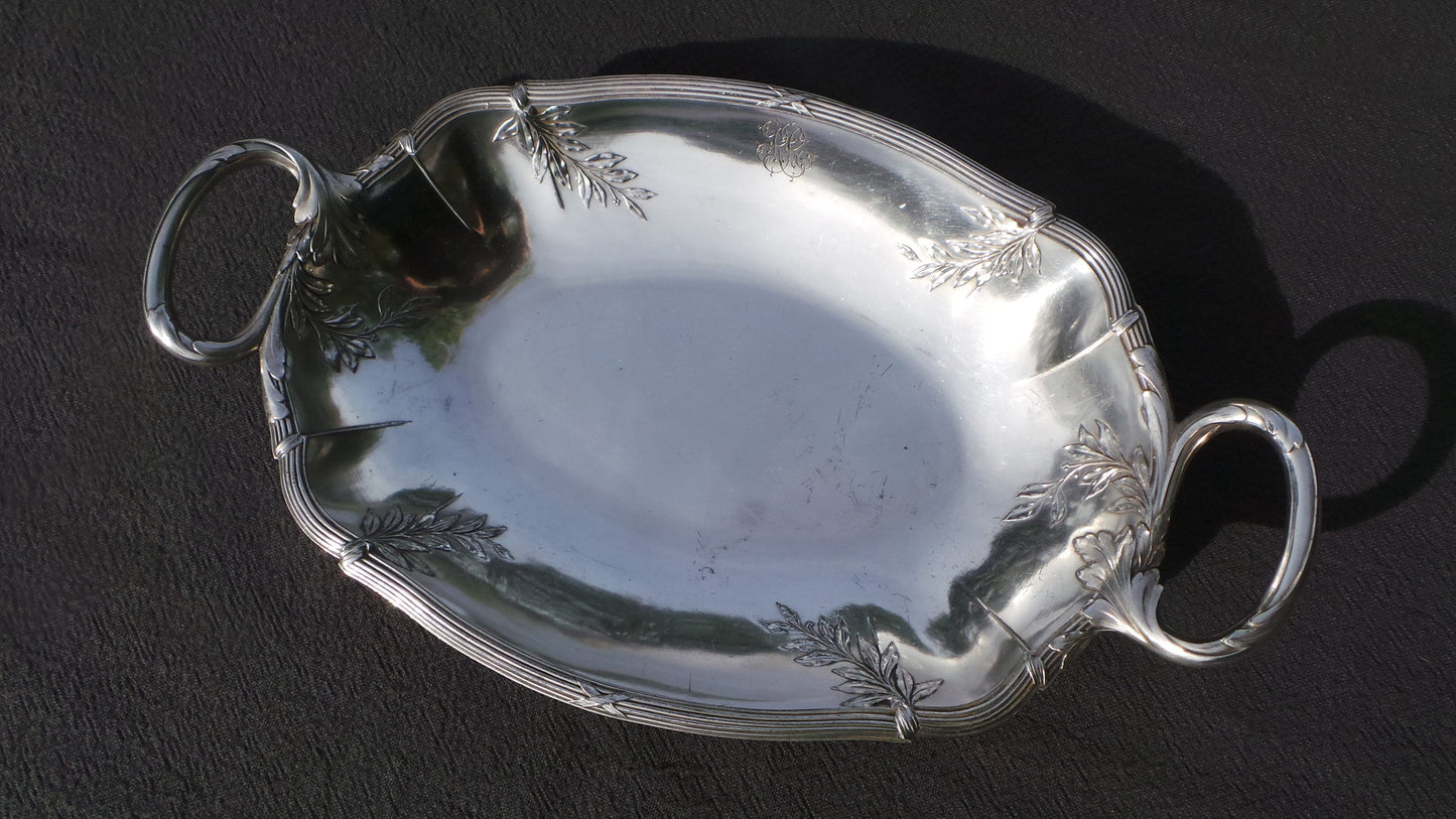 Gallia Vintage French Silver Plate Dish Fruit Bowl Gallia Orfevrerie 1908-1929 Alfenide Beautiful Design French Bowl Dish Silver Plated Bowl