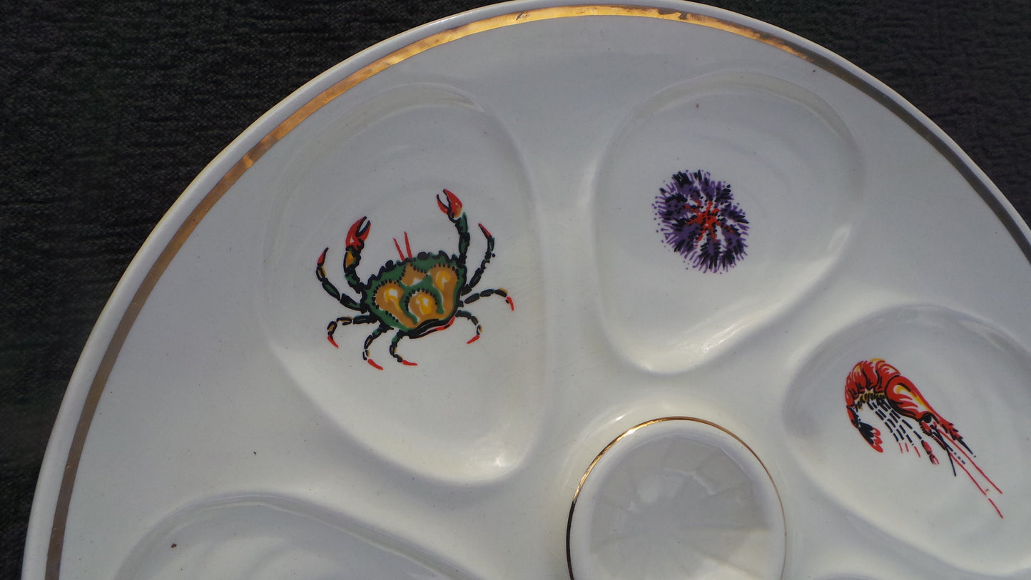 Oyster Plate SALINS Huitre Mussel Fish Plate Salins Sea Creatures Vintage French Seafood Plate Shellfish Plate Oyster Plate 5153