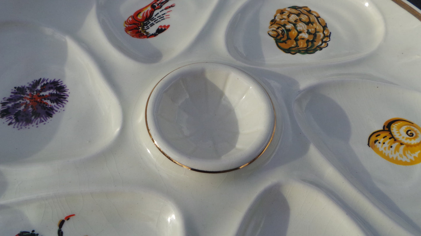 Oyster Plate SALINS Huitre Mussel Fish Plate Salins Sea Creatures Vintage French Seafood Plate Shellfish Plate Oyster Plate 5153