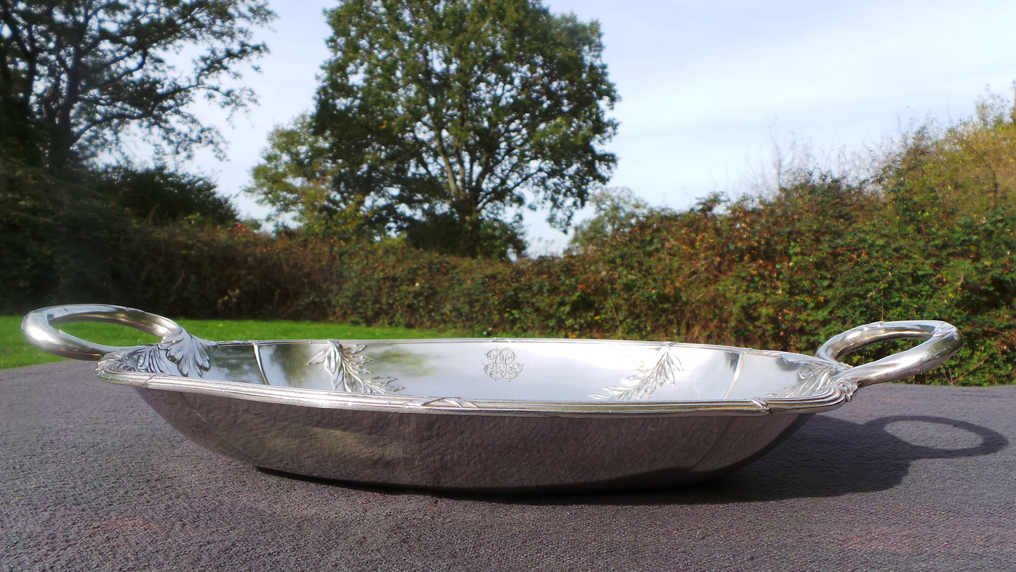 Gallia Vintage French Silver Plate Dish Fruit Bowl Gallia Orfevrerie 1908-1929 Alfenide Beautiful Design French Bowl Dish Silver Plated Bowl