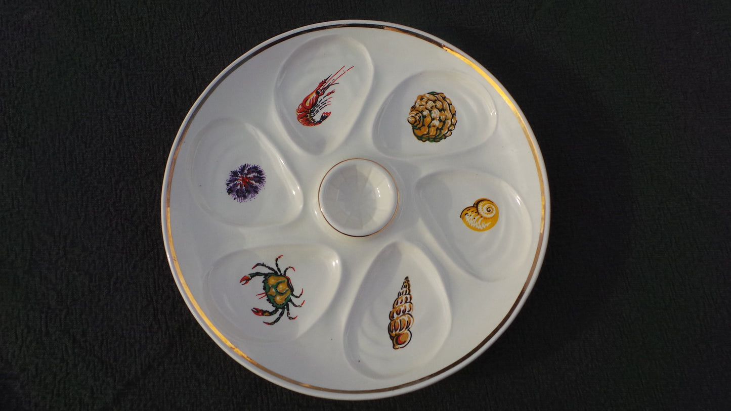 Oyster Plate SALINS Huitre Mussel Fish Plate Salins Sea Creatures Vintage French Seafood Plate Shellfish Plate Oyster Plate 5153