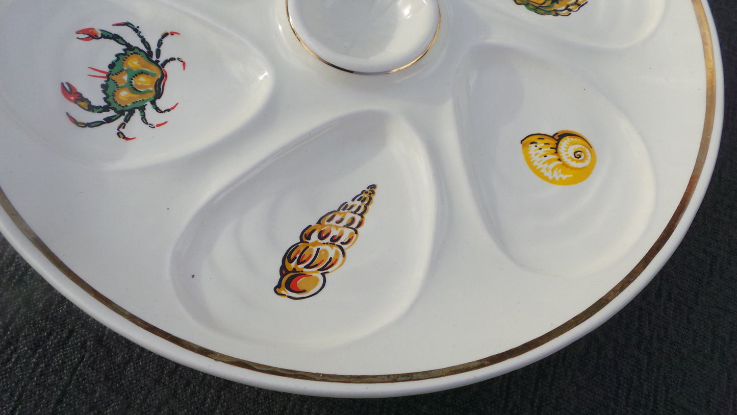 Oyster Plate SALINS Huitre Mussel Fish Plate Salins Sea Creatures Vintage French Seafood Plate Shellfish Plate Oyster Plate 5153