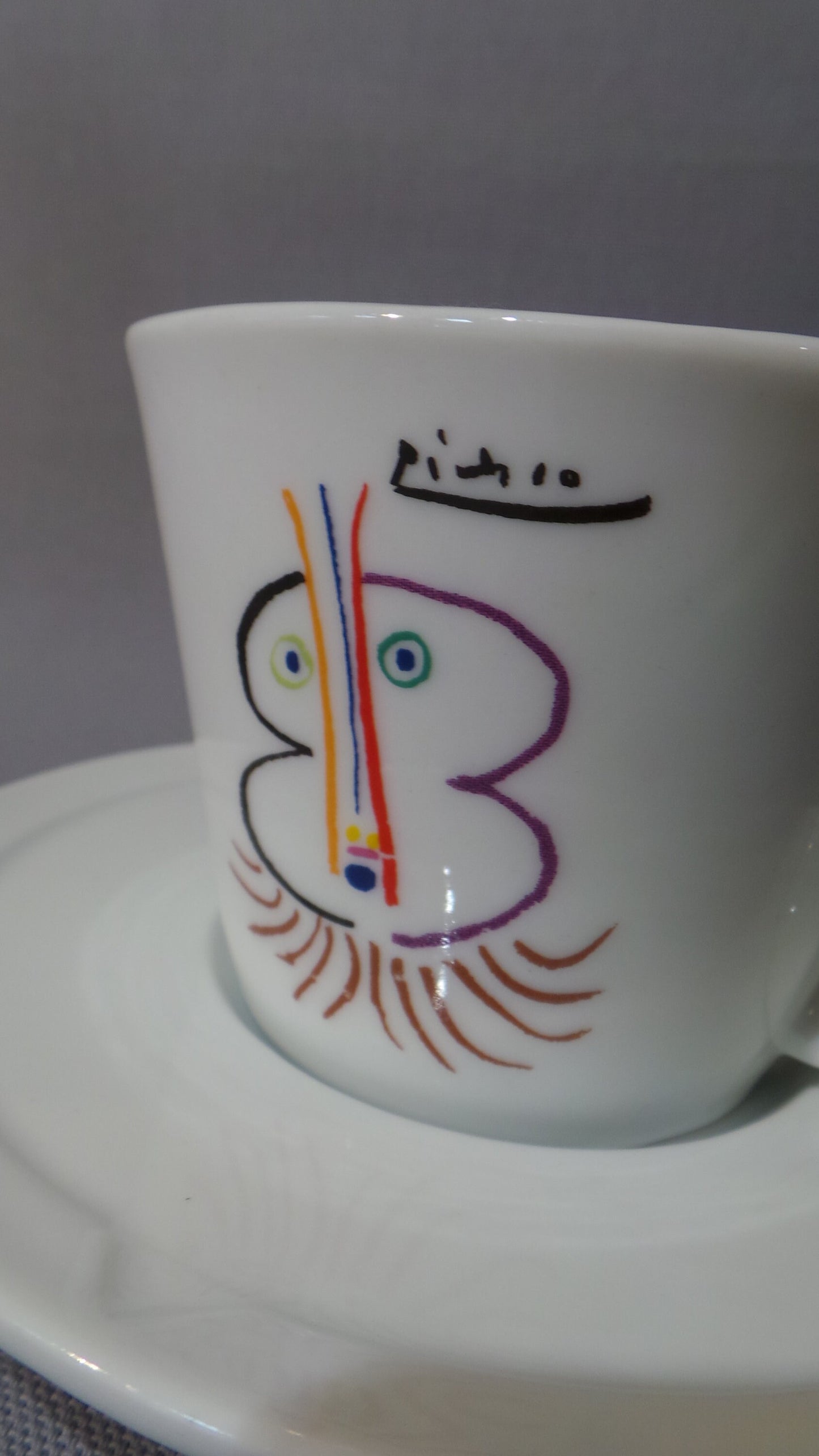 Picasso Cup and Saucer Fully Signed Picasso Made Under License by MMI Tognana Priam. Le Noble Vieillard, 1961 ©Succession Picasso Paris