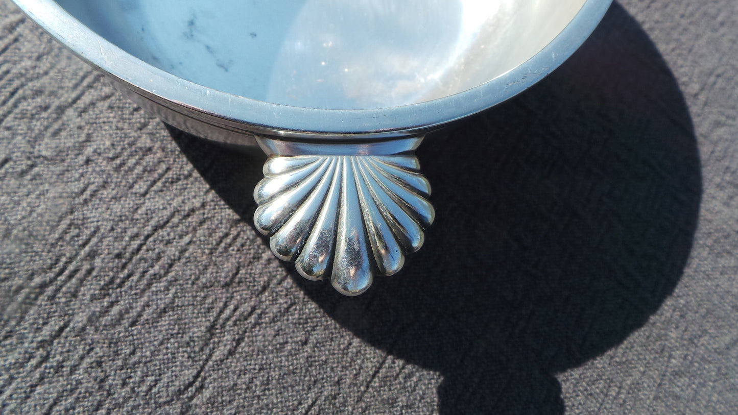 Vintage French Silver Plate Dish Quaiche Wine Taster Bowl Beautiful Design Super Table French Bowl Silver Plated Bowl Stamped OL