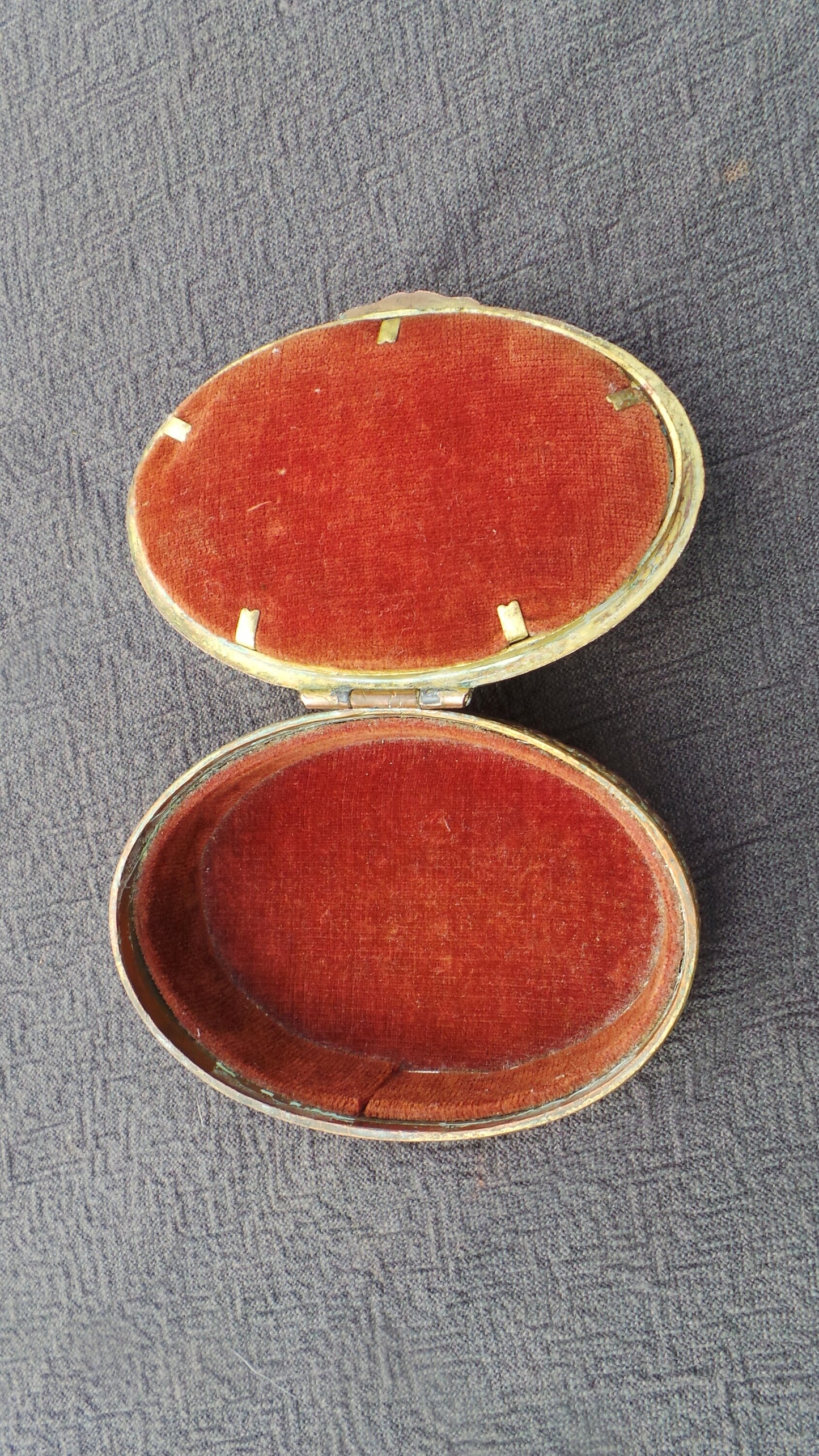 Bronze Mirrored Box Plush Velvet Interior Worn Mirror Losses Marked France Cast Metal Missing Ormolu Fabulous Jewelery Box Ring Box