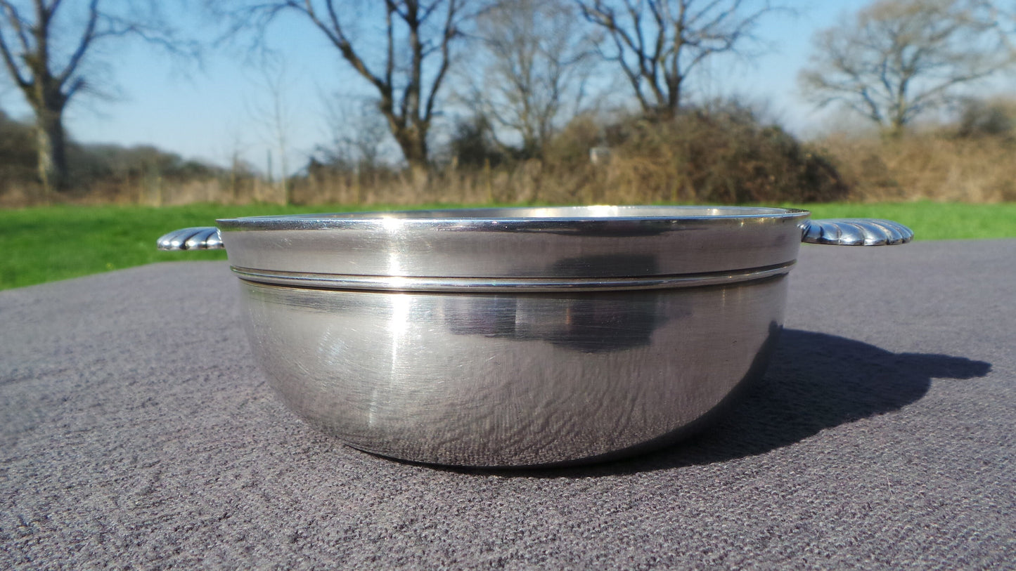 Vintage French Silver Plate Dish Quaiche Wine Taster Bowl Beautiful Design Super Table French Bowl Silver Plated Bowl Stamped OL
