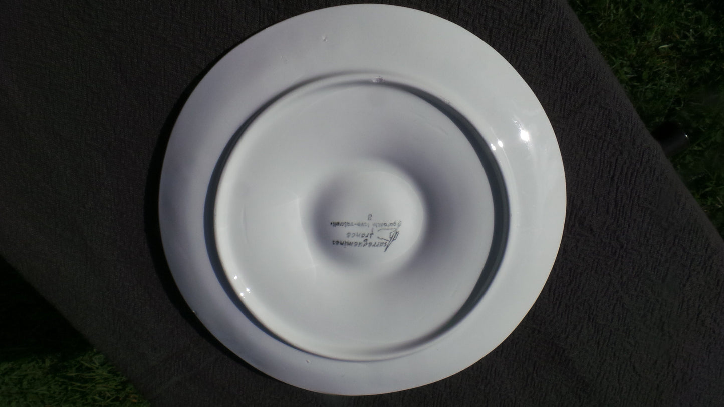 Assiette d’huîtres Sarreguemines Français Huître Huitre Moule Poisson Assiette Belle assiette de poisson Français vintage - Assiette de coquillages Super Condition