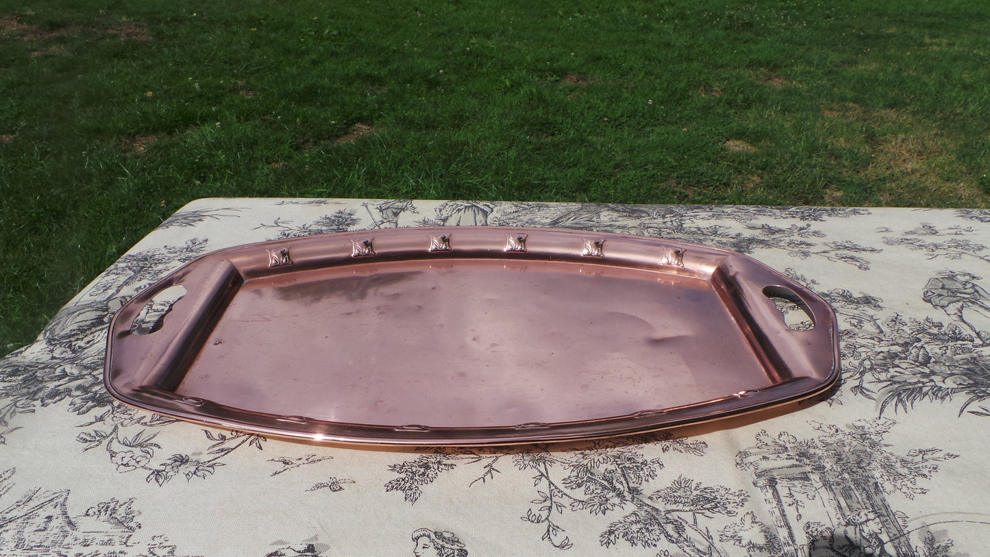 WMF German Secession Fine Copper Tray Wurttembergische Metallwarenfabrik Art Nouveau Art Deco Salver Platter Decorated Jugendstil Authentic
