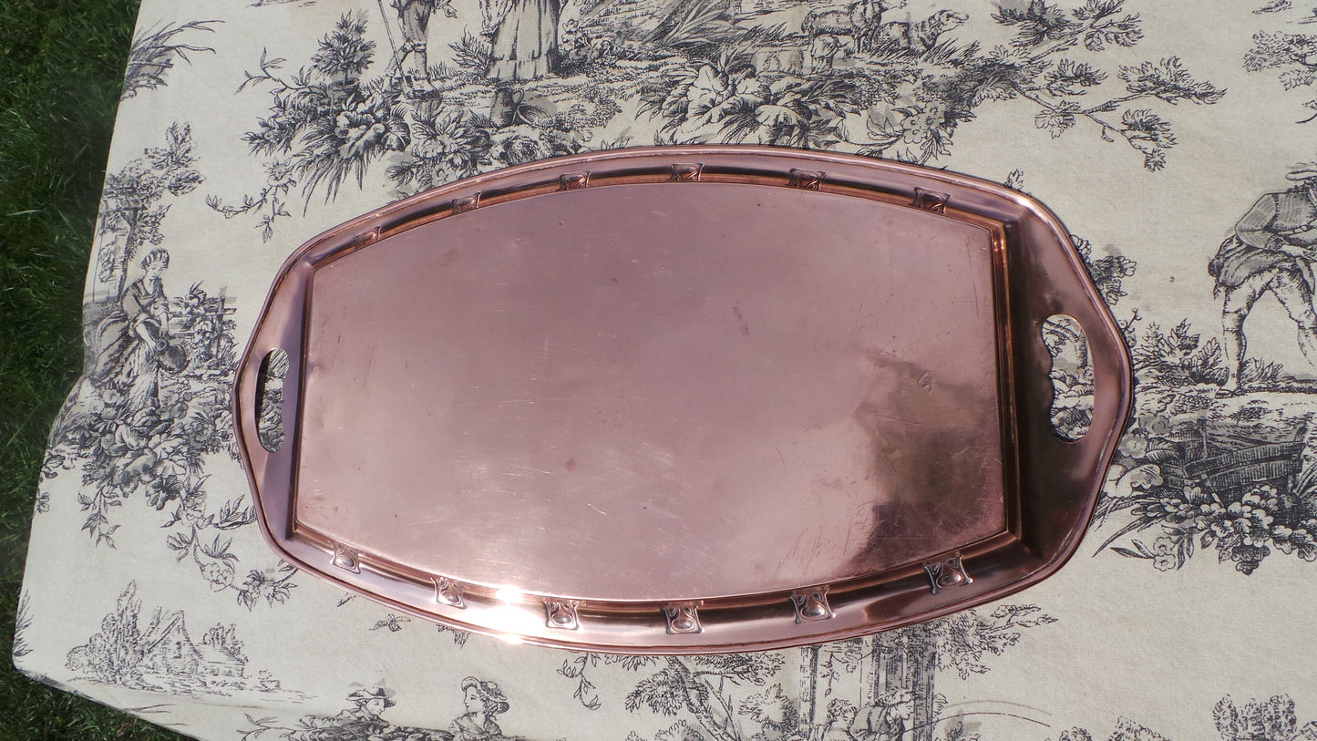 WMF German Secession Fine Copper Tray Wurttembergische Metallwarenfabrik Art Nouveau Art Deco Salver Platter Decorated Jugendstil Authentic