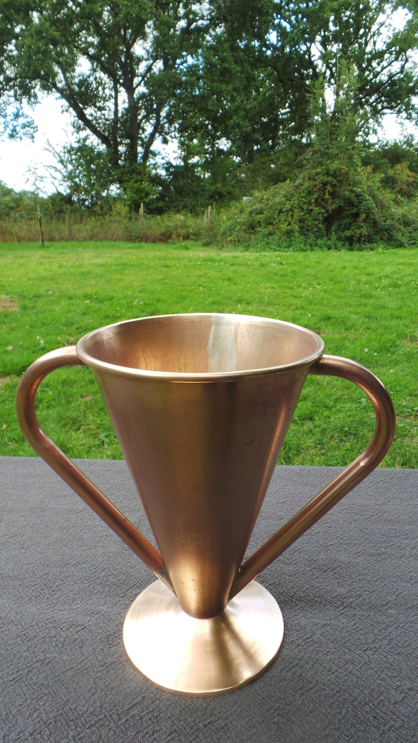 Antique French Solid Copper Vase Flower Jar Pot Urn Bucket Copper Handle Totally Hand Made Seamed Joints NOT Water Tight Heavy Solid Vase