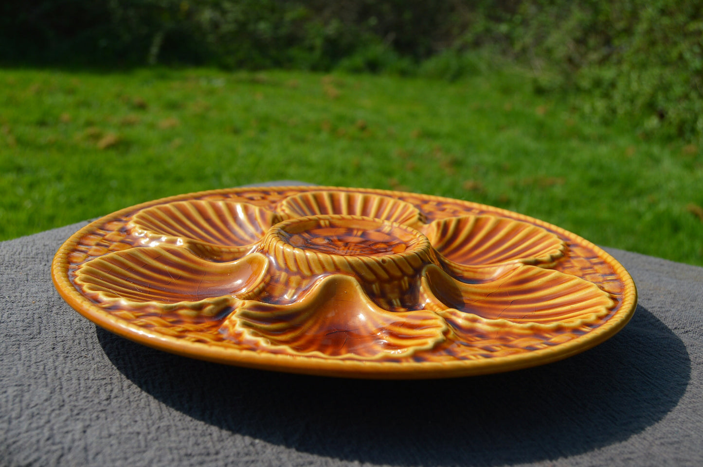 Oyster Plate Longchamps Scollop Huitre Mussel Fish Plate Vintage French Super Condition Seafood Plate Shellfish Plate Oyster Plate