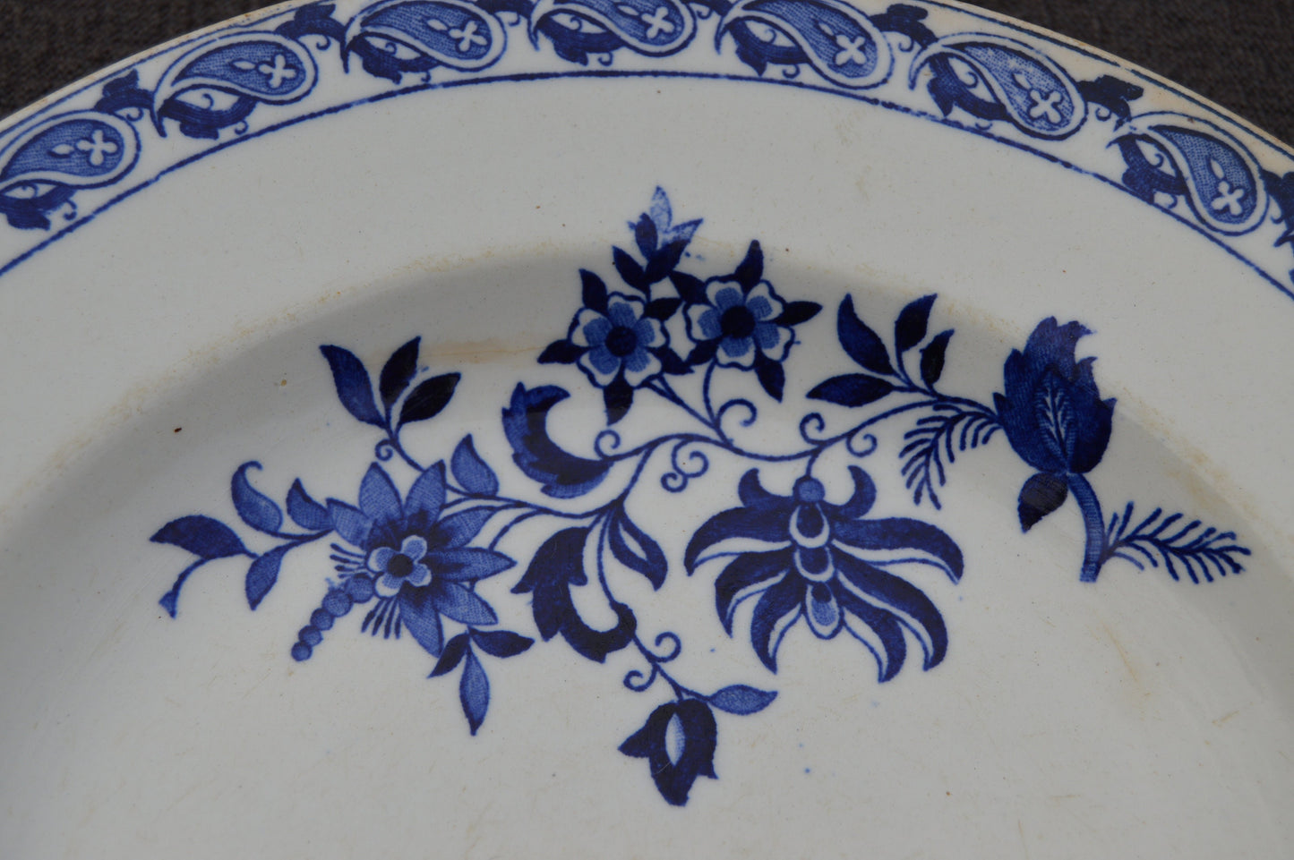 Two SG Clairefontaine Delft Decorative Plates Beautiful Blue White Transfer Printed Fully Marked S G Delft Anchor Antique Bowls Pair 1885