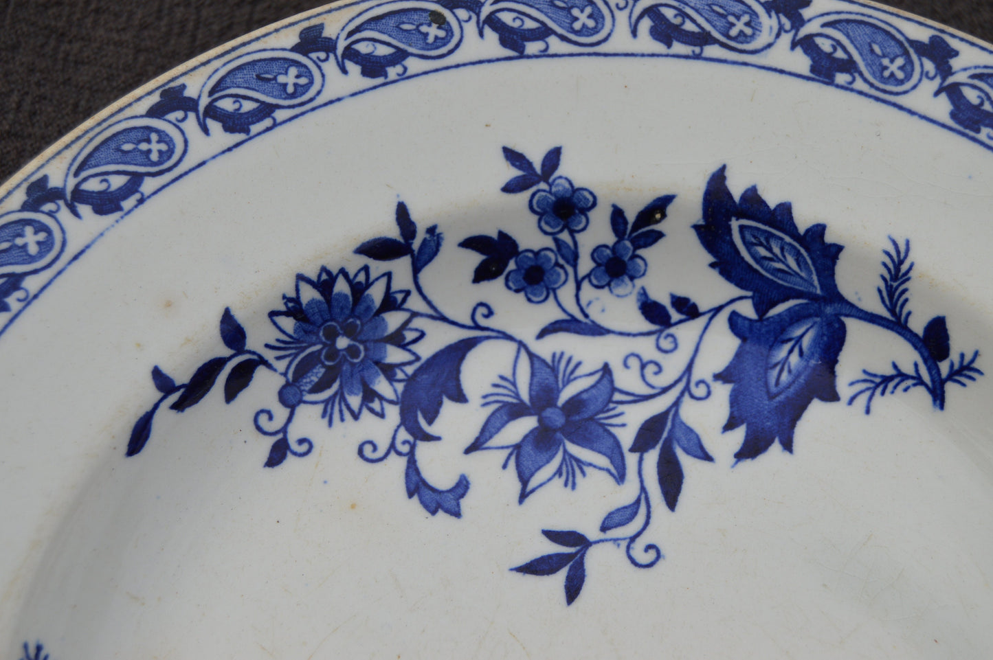 Two SG Clairefontaine Delft Decorative Plates Beautiful Blue White Transfer Printed Fully Marked S G Delft Anchor Antique Bowls Pair 1885