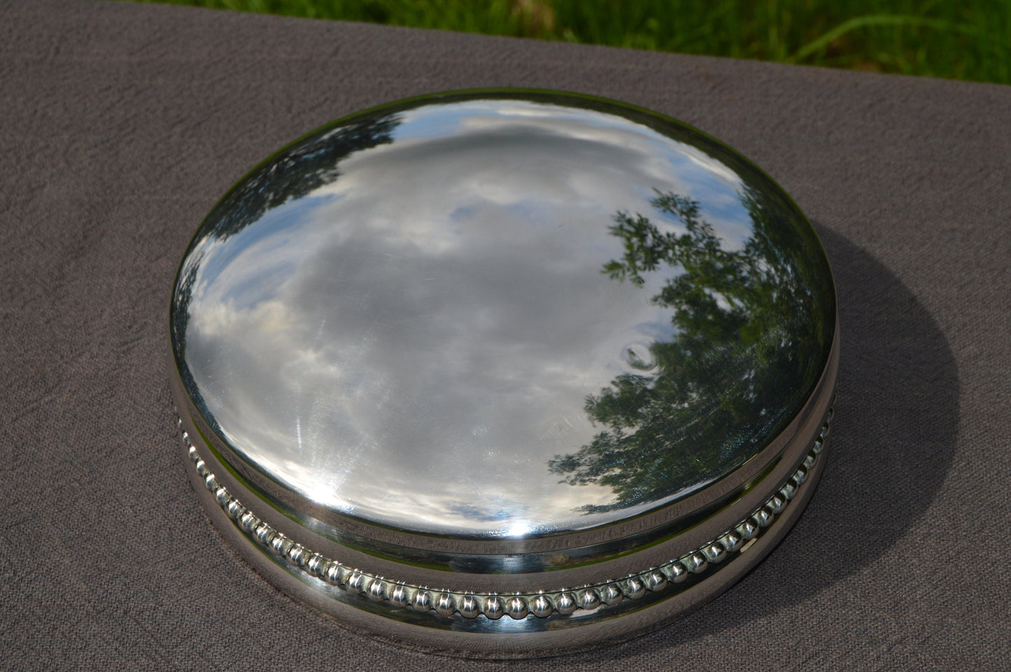 Silver Plated Box French Metal Blanc Large 19cm 17 1/2 inches Across HP Marque Beautiful Example