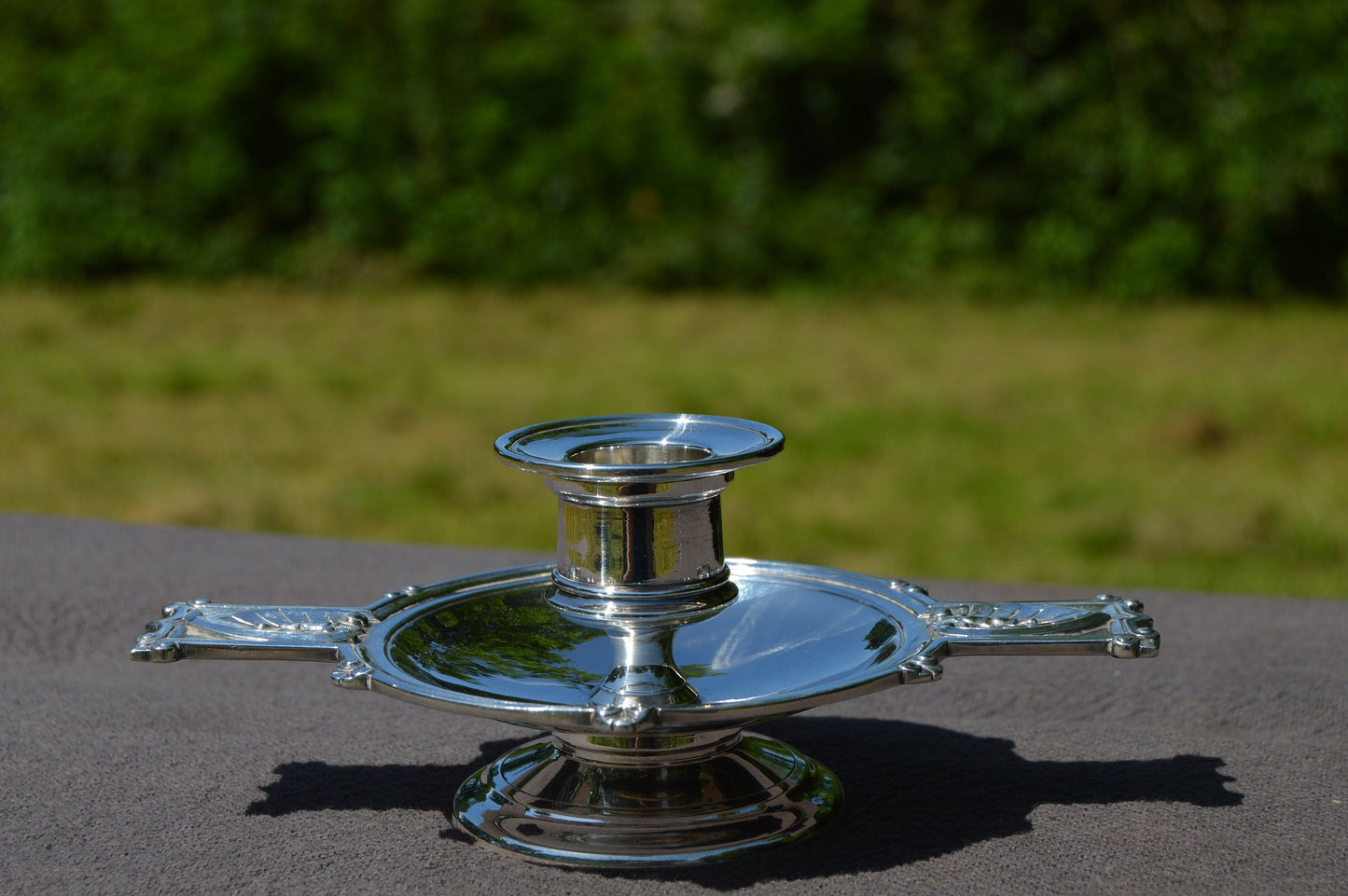 Cailar and Bayard French Candle Stick Chamber Stick Superb Vintage Silver Plate Heavy Cast Metal Very High Quality Chateau Chic Fully Marked