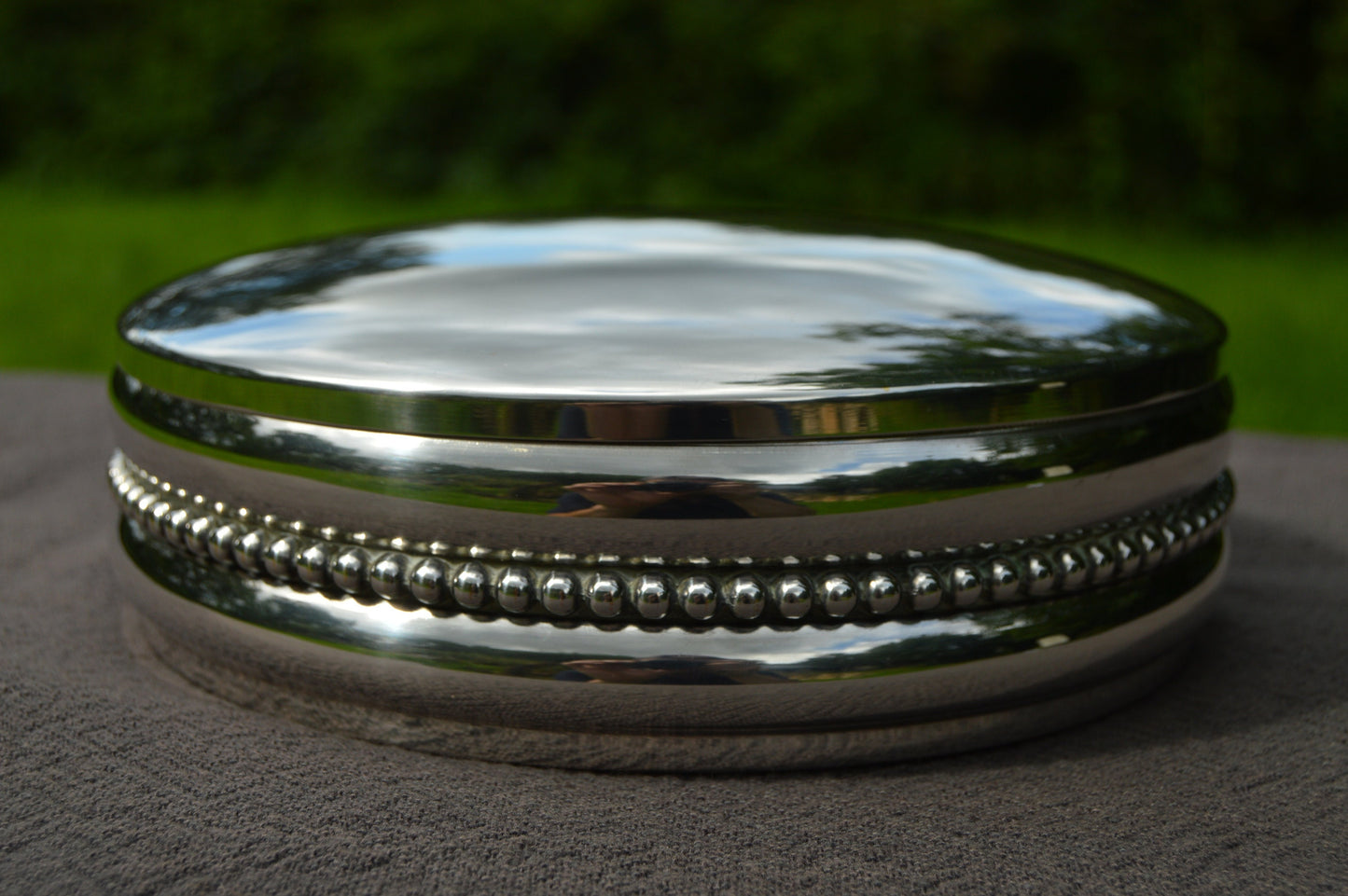 Silver Plated Box French Metal Blanc Large 19cm 17 1/2 inches Across HP Marque Beautiful Example