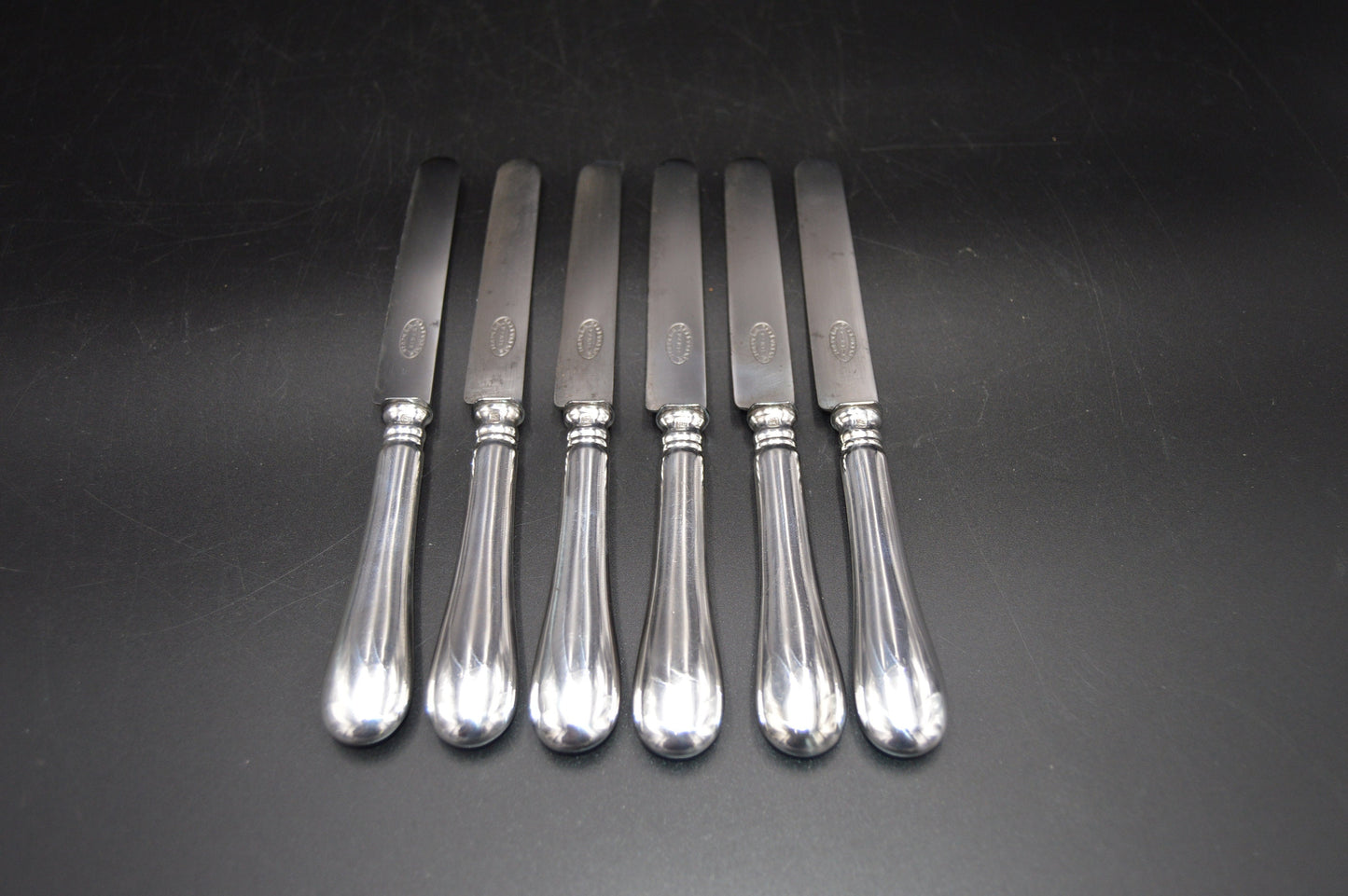 Ercuis Silver Plated 'Metaille Blanc' Set of 6 Knives Real Luxury Made by Ercuis of Paris 6 Six Super Knife Set Marked Ercuis Paris