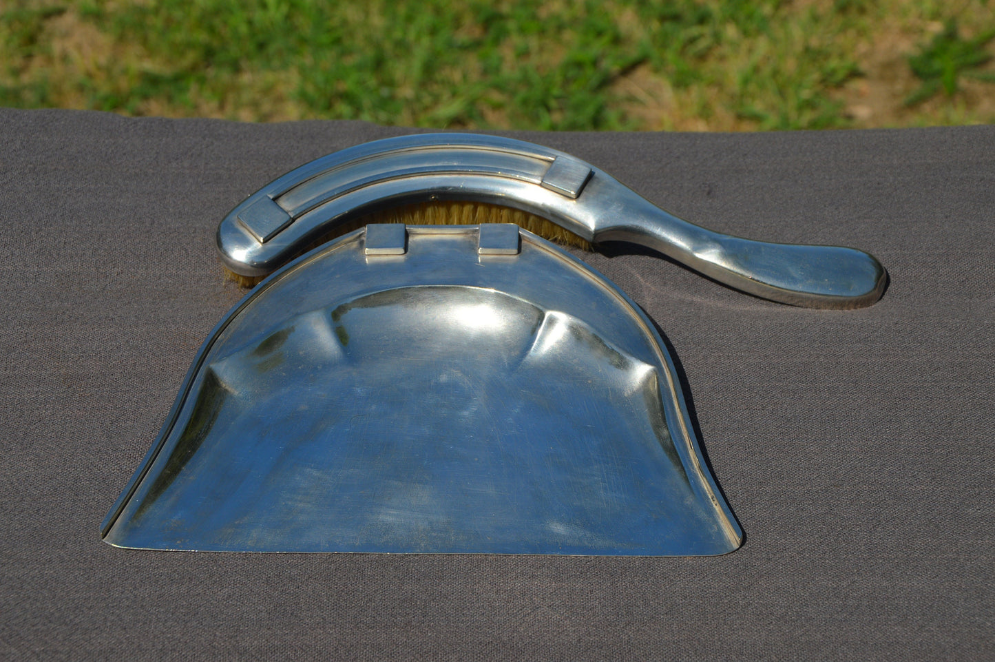 Antique French Silver Plate Crumb Tray Butler Tray Brush Art Deco Beautiful Manufacture and Decoration Art Deco Butler Dining Table Tidy
