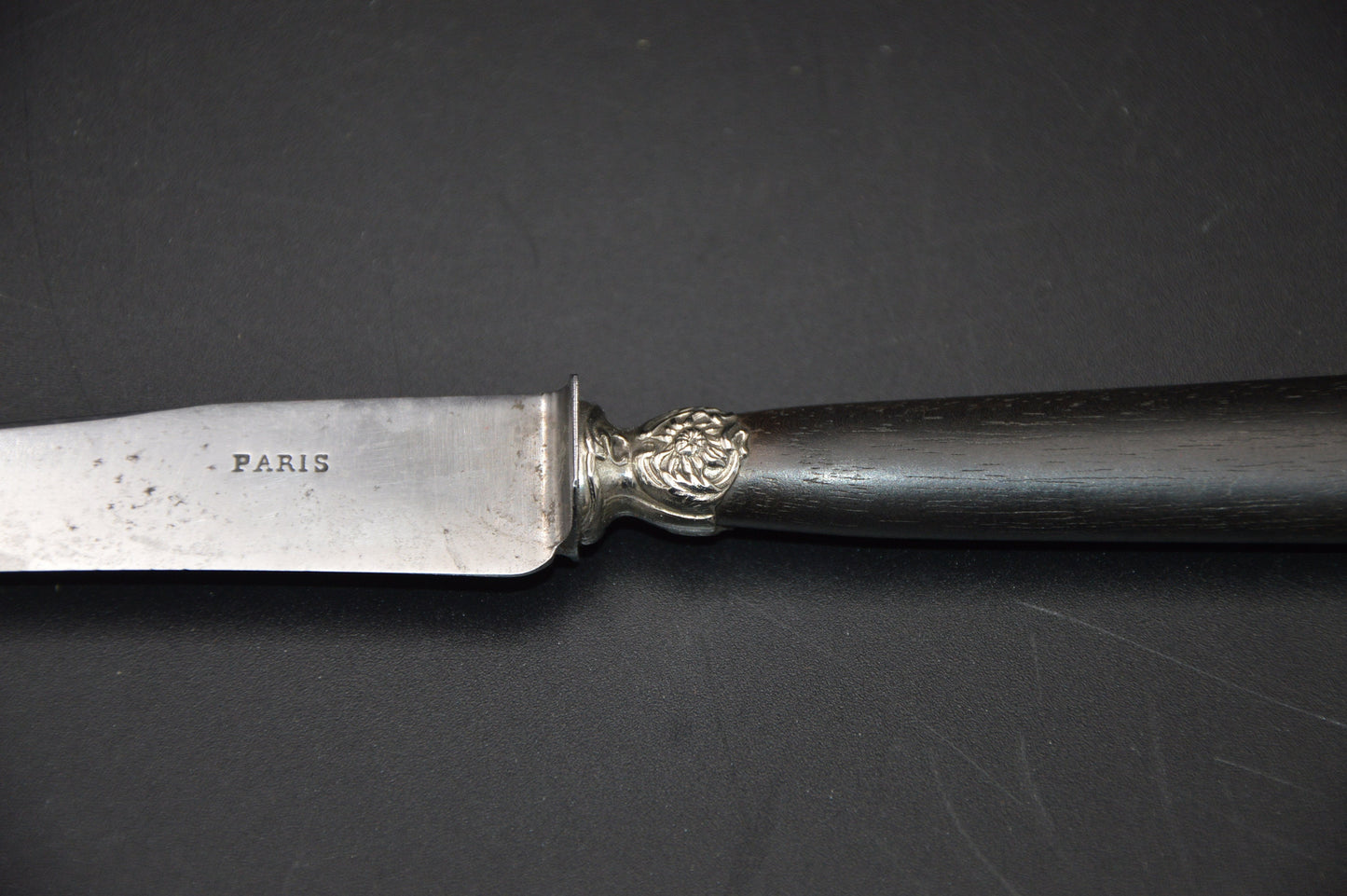 Knives 12 Boxed French Ebony Handles Marked Paris Antique Made in France Cutlery Flatware Knife French Tableware Superb Condition Boxed