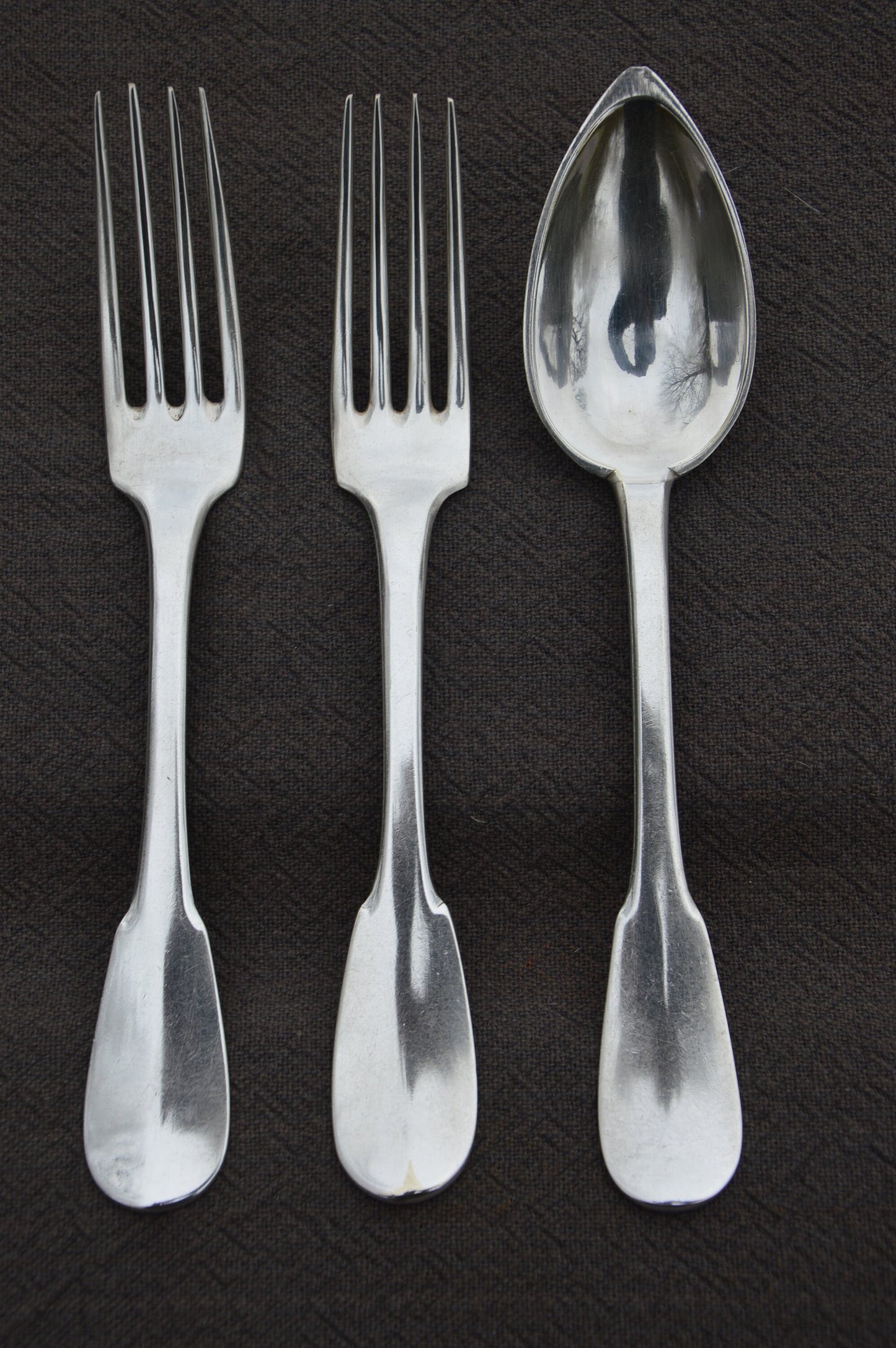 Christofle French Antique Silver Plate Job Lot 2 Fourchettes 1 Cuillère Cuilliere Early 1849-1850 Two Forks One Spoon