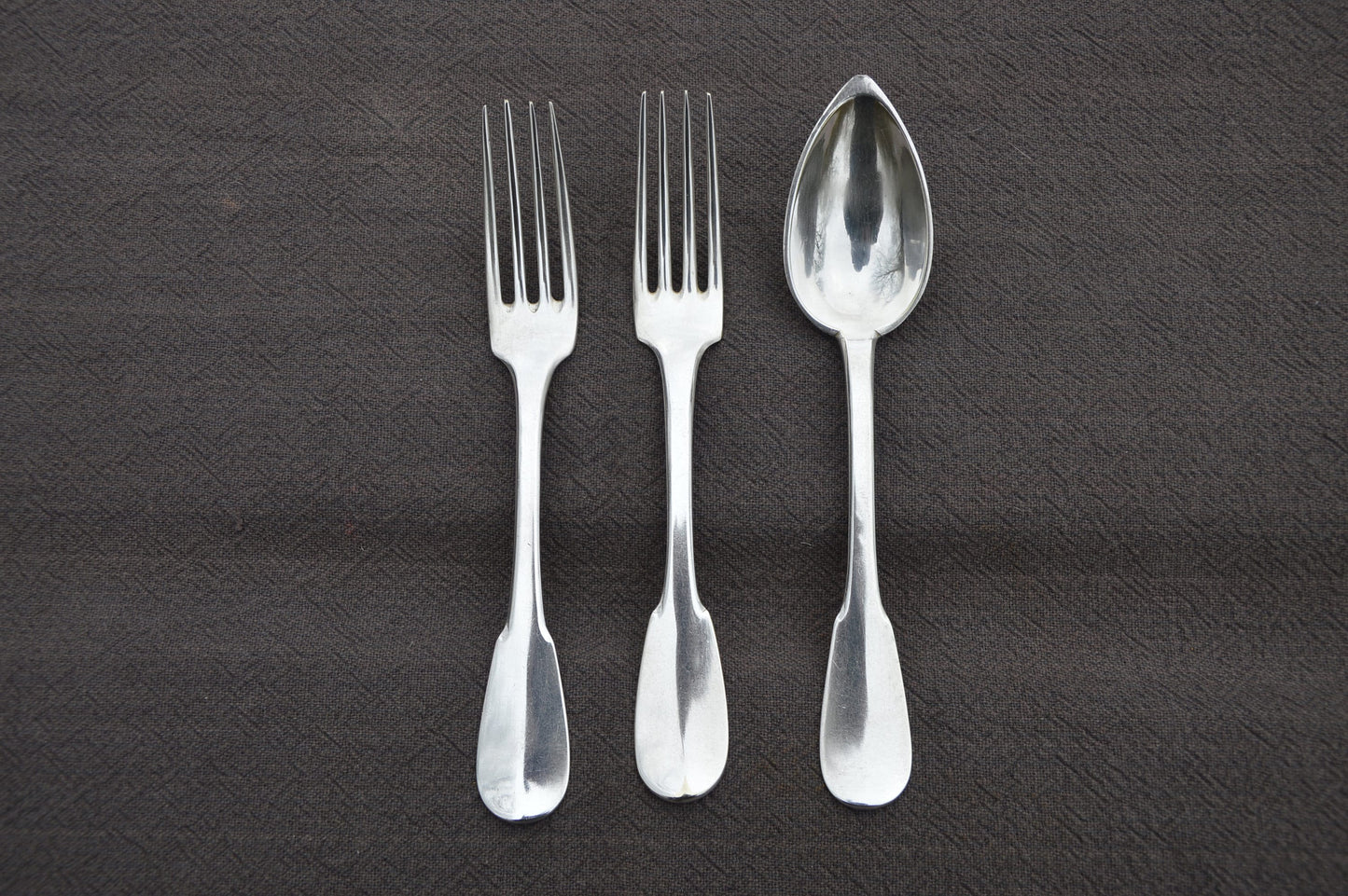 Christofle French Antique Silver Plate Job Lot 2 Fourchettes 1 Cuillère Cuilliere Early 1849-1850 Two Forks One Spoon