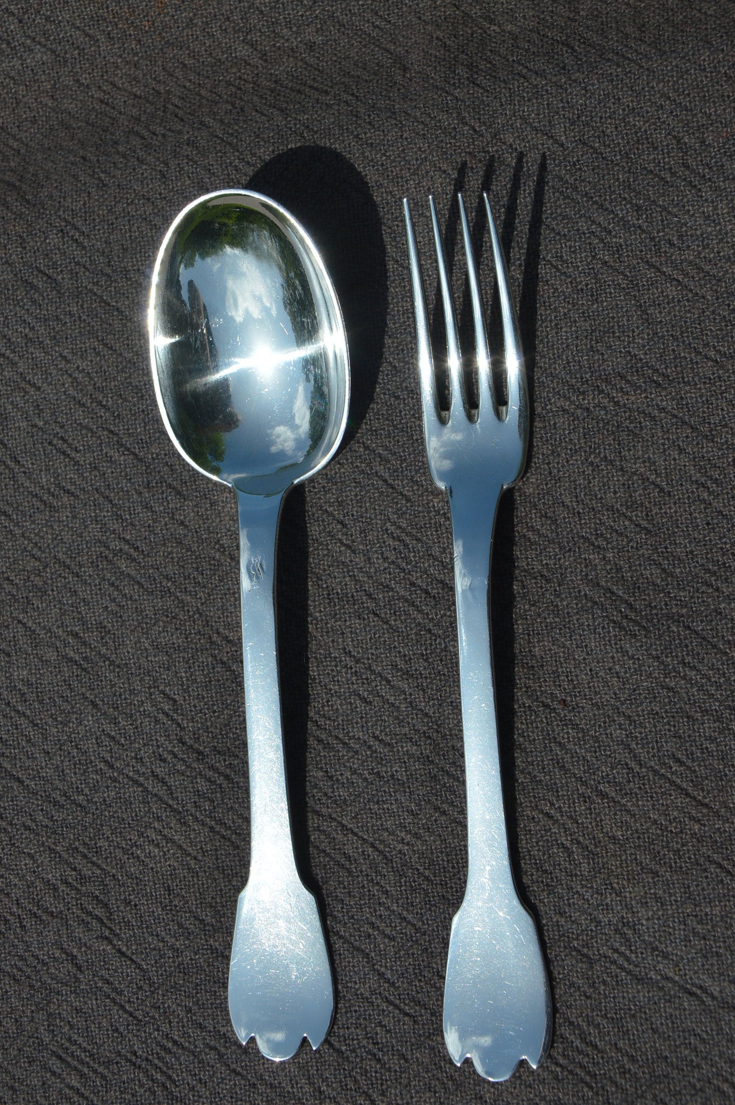 Christofle French Antique Solid Silver Flatware One Fork One Spoon Small 1 Fourchette 1 Cuillère Early Manufacture ?Modified Fully Marked
